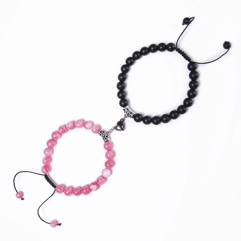 Magnetic Heart Attraction Couple Bracelets Natural Stone Beads Adjustable Woven Rope Matching Jewelry Gift For Lovers