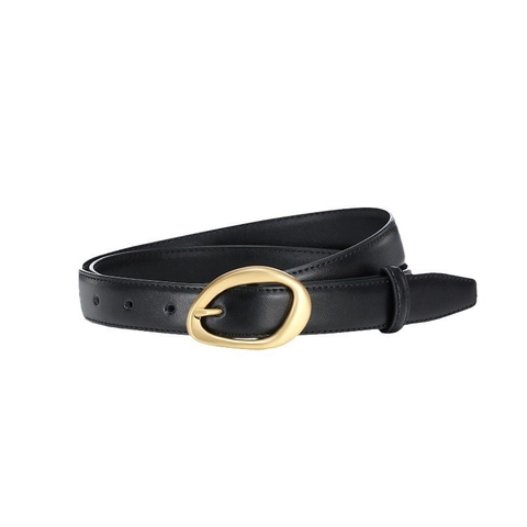 Cintura In Pelle Da Donna Vera Pelle Di Vacchetta Lega Solida Fibbia Dorata Irregolare Moda Pendolare Accessorio Versatile