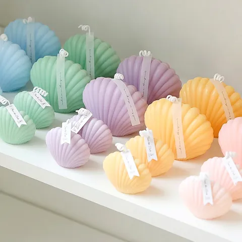 Shell Scented Candle Soy Wax Handmade Macaron Color Aesthetic Home Decor Wedding Party Favor Gift