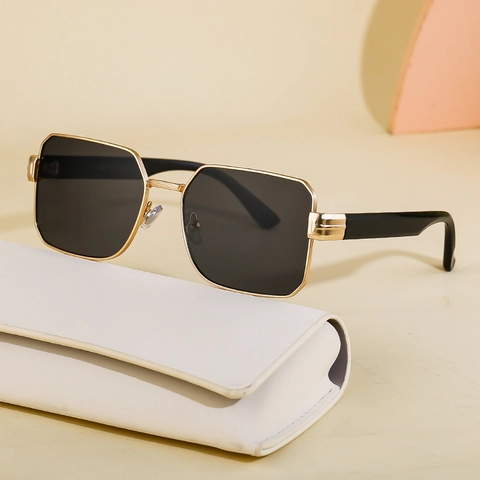 Square Frame Sunglasses Metal PC UV400 Protection Outdoor Driving Fashion Style For Men