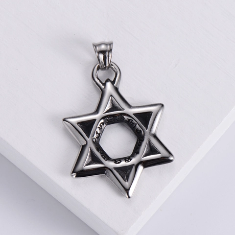Collar Con Colgante De Hexagrama Estrella De David Acero Inoxidable 304 Estilo Gótico Punk Joyería Para Hombre Mujer