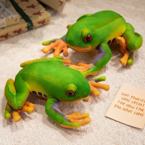 Realistisches Rotaugenlaubfrosch Plüschtier Grünes Tier Kuscheliges Kissen Hausdekoration Geschenk Für Kinder Erwachsene