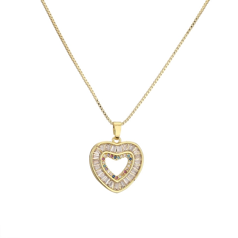 Luxury Copper Gold Plated Zirconia Necklace For Women Dainty Planet Moon Heart Pendant Box Chain Fashion Jewelry Adjustable Gift
