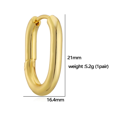 Vintage Kupfer Oval Creolen Geometrische Glatte U-Form Runde Draht Ohrringe Gold Silber Plattiert Mode Schmuck Für Damen