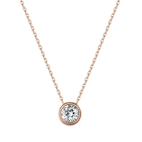 Collana Con Pendente a Cerchio in Argento Sterling S925 Con Zirconia per Donna Oro Rosa Galvanizzato Gioielli Di Moda Geometrici Minimalisti