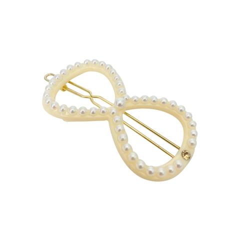 Elegant Infinite Symbol Hair Clips Acetate Faux Artificial Pearl Rhinestone Alloy Decorative Frog Snap Clips For Women