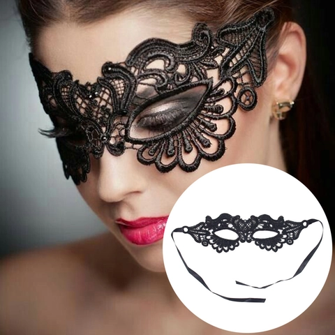 Sexy Hollow Out Lace Masquerade Mask For Women Halloween Party Carnival Mysterious Half Face Eye Mask With Ribbon