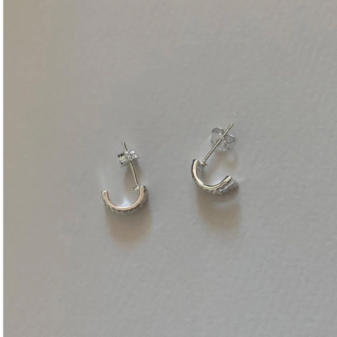 Dreireihige Zirkonia C-Form Ohrstecker Mit 925 Sterling Silber Ohrstecker Minimalistischer Eleganter Damenschmuck