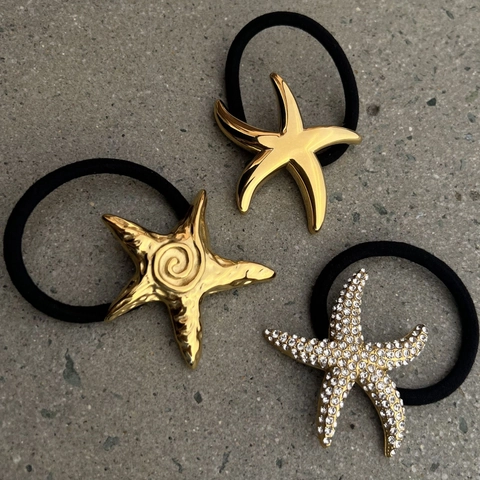 Goma De Pelo De Acero Inoxidable Soporte Para Cola De Caballo Estrella De Mar Tortuga Concha Perla Artificial Diamante De Imitación