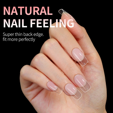 Capsules Ongles Soft Gel Professionnelles Transparentes Carrées Longues Faux Ongles Ultra Fins Sans Couture Ongles À Presser