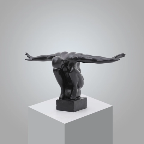 Abstract Human Sculpture Resin Diving Athlete Statue Modern Minimalist Figure Ornament Home Office Desk Decor Gift