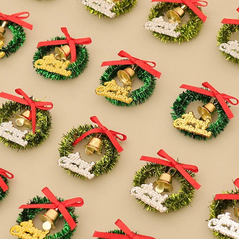 Mini Ghirlande Natalizie Fiocco Rosso Campanella Oro Scritta Merry Christmas Per Casa Delle Bambole Fai Da Te Natale
