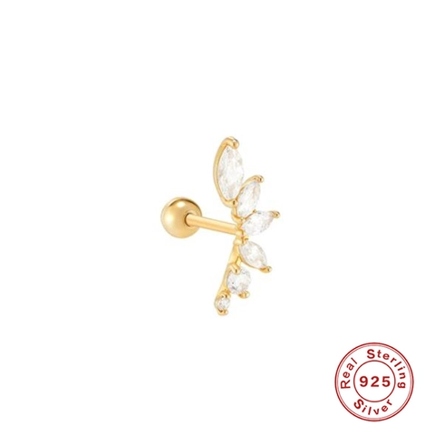Marquise Zircon Leaf Cartilage Earring With 925 Sterling Silver Earring Post Piercing Jewelry Screw Back Minimalist Stud