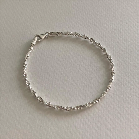 Minimalistisches 925 Sterling Silber Armband Facettierte Runde Perlen Dünne Linie Koreanischer Stil Geometrischer Schmuck