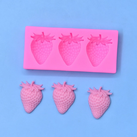Stampo In Silicone Fragola Forma Di Frutta Per Decorazione Torte Fondante Cioccolato Cottura DIY Rosa Flessibile
