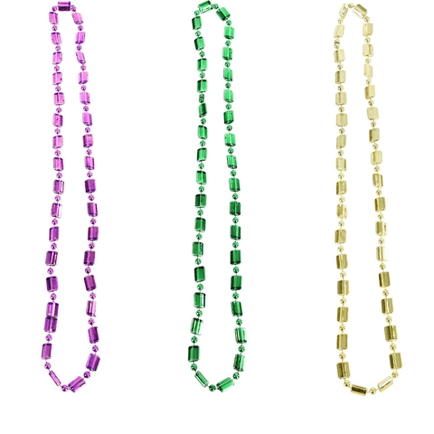 Colliers De Perles De Carnaval En Plastique Galvanisé Perles Carrées Pour Défilé De Festival Accessoire De Costume