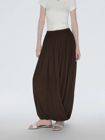 Mujer Estilo Zen Falda Pantalón Plisado Dobladillo Irregular Rayón Spandex Cintura Alta Elástico Bolsillo Color Sólido Retro Artístico