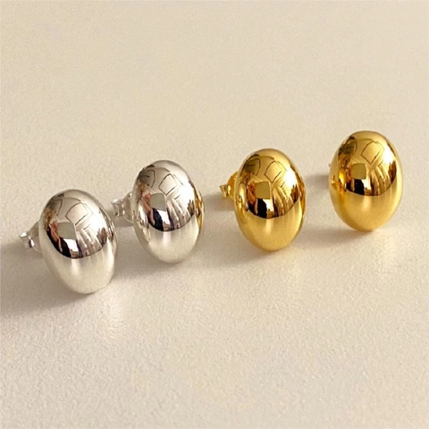 Orecchini A Lobo Ovali Lisci Argento Sterling 925 Forma Di Fagiolo Geometrica Minimalista Gioielli Eleganti