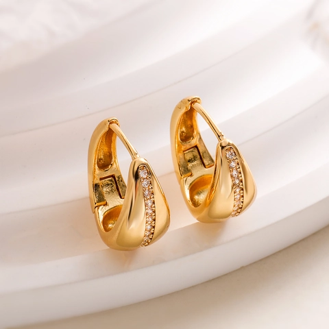 Arch Hoop Ohrringe Kupfer Mit Zirkonia Vergoldet Minimalistisch Luxus Mode Schmuck Für Frauen Elegant Stilvoll