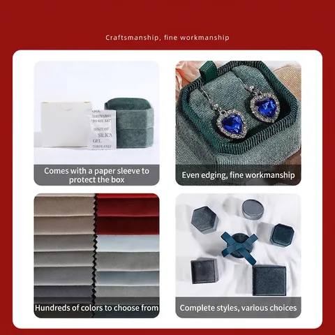 Vintage Achteck Samt Schmuckschatulle Ring Ohrring Anhänger Aufbewahrung Organizer Geschenkverpackung Box Für Hochzeit Vorschlag Jubiläum