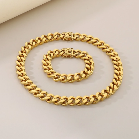 Collar Y Pulsera De Cadena De Eslabones Cubanos De Acero Inoxidable Joyería Hip Hop Streetwear Para Hombres Mujeres