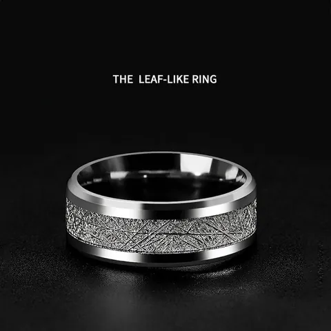 Anillo De Hombre Acero De Titanio Patrón Escarcha Textura Meteorito Joyería Minimalista De Acero Inoxidable