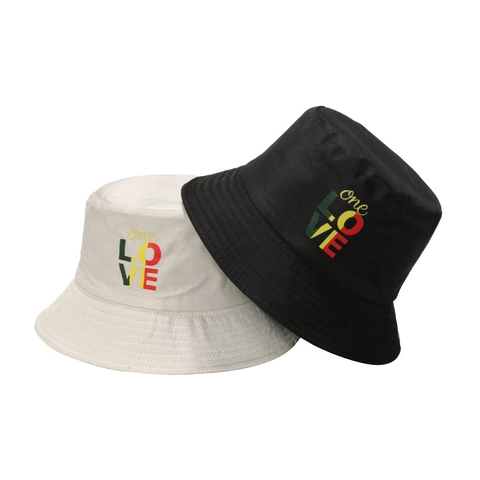 Bob Polyester Réversible Protection Solaire One Love Imprimé Lettres Style Reggae Été Extérieur Unisexe