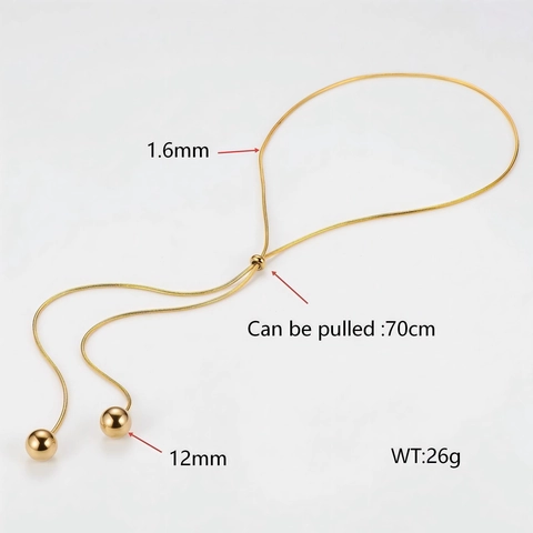 Long Adjustable Lariat Necklace 304 Stainless Steel Faux Artificial Pearl Metal Bead Y Shape Snake Chain Minimalist Jewelry For Women