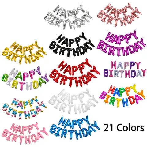 Happy Birthday Letter Foil Balloons Metallic Macaron Polka Dot Decor For Baby Kids Anniversary Party Accessory Straw Ribbon