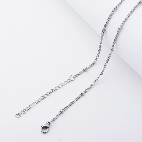 Collar De Cadena De Bolas De Acero Inoxidable Joyería Minimalista De Clavícula Con Cierre De Langosta Y Extensión