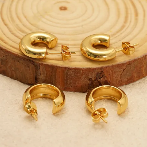 Orecchini A Cerchio Geometrici Da Donna Placcati Oro 18K Acciaio Inossidabile Minimalista Retro Chic Forma U E Stella