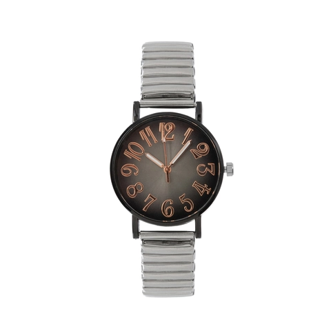 Damen Quarzuhr Edelstahl Elastikband Große Arabische Ziffern Minimalistisch Farbverlauf Zifferblatt Mode Armbanduhr