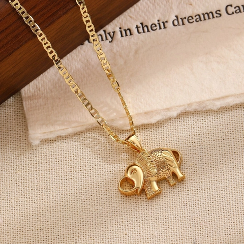 Bohemian Vintage Hollow Elephant Pendant Necklace Zinc Alloy Inlaid Synthetic Turquoise Ethnic Style Jewelry For Women Daily