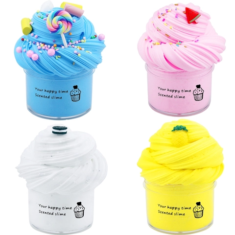 Slime Al Burro Profumato DIY Argilla Da Modellare Con Ciondoli Carini Giocattoli Educativi Antistress Multicolore Morbido