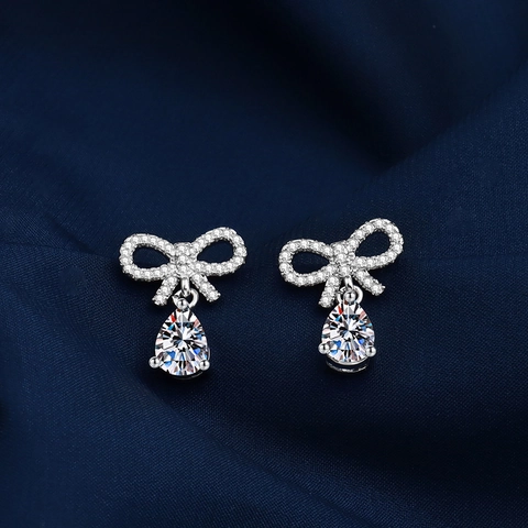 Elegant Geometric Zircon Stud Drop Earrings Silver Plated Sparkly Clear Stone Jewelry Accessories For Women