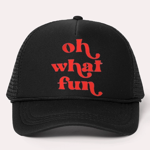Oh What Fun Print Trucker Hat Mesh Back Foam Front Verstellbare Outdoor Festive Baseball Cap