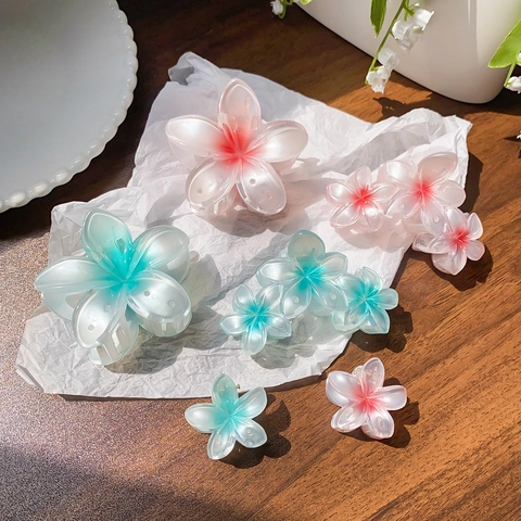 Plumeria Blume Haarklammern Farbverlauf Harz Frangipani Matte Haarspangen Sommer Strand Urlaub Zubehör Für Frauen