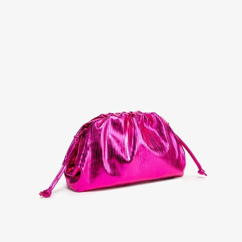 Metallic Rose Red Cloud Bag Pleated PU Leather Fashion Clutch Shoulder Crossbody Bag For Women