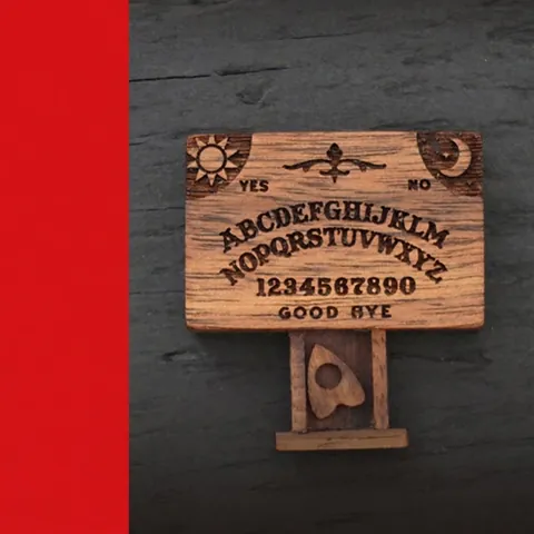 Miniature Ouija Board Wooden Box Engraved Spirit Board Decorative Case With Planchette Sliding Drawer Pine Wood Vintage Gothic Home Decor