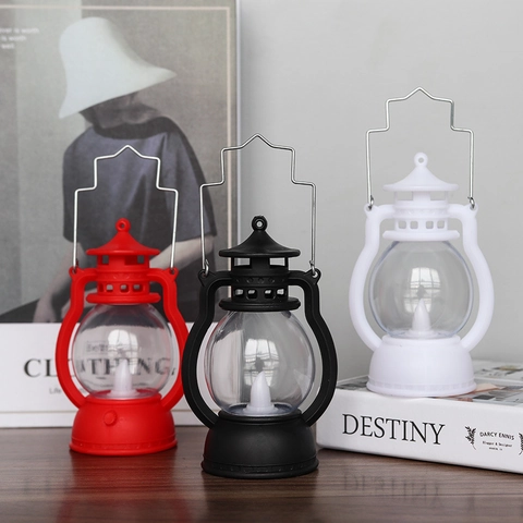 Halloween LED Pumpkin Lantern Retro Kerosene Lamp Style Plastic Portable Electronic Candle Light For Party Decor