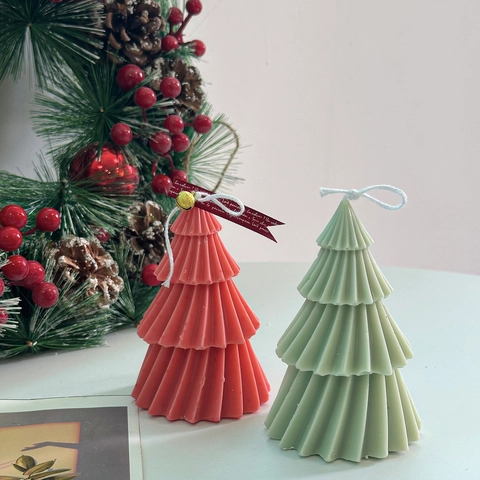 Kerstboom Siliconen Vorm Voor DIY Geurkaars Hars Gieten Origami Geometrisch Gestreept Vakantie Huisdecoratie