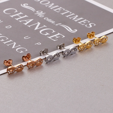 Oneindigheidssymbool Knopoorbellen Roestvrij Staal Steentjes Minimalistische Mode Sieraden Voor Dames