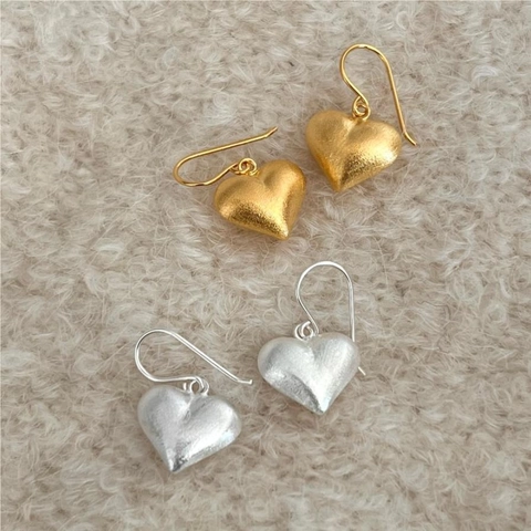 Orecchini Pendenti A Cuore Opaco Spazzolato Argento Sterling 925 Gioielli Di Moda Minimalisti Per Donne
