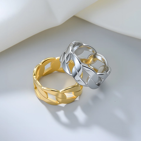 Cubaanse Schakelketting Bandring Roestvrij Staal Hollow Out Punk Stijl Sieraden Voor Heren En Dames