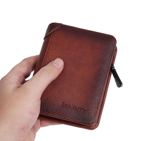 Herren Geldbeutel Vintage PU Leder RFID Schutz Bifold Portemonnaie Mit Reißverschluss Münzfach Kartenhalter Business