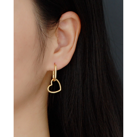 Orecchini A Cerchio In Argento Sterling 925 Cuore Geometrico Pendente Stile Minimalista Gioielli Per Donne