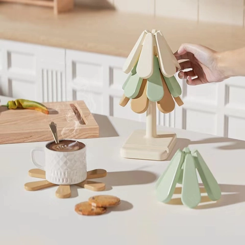 Boomvormige Onderzetters Set Siliconen Hittebestendig Opvouwbaar Antislip Keuken Tafeldecoratie Creatieve Kerstcadeaus