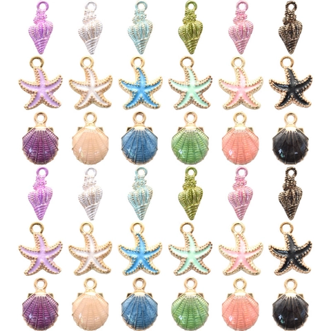 Étoile De Mer Coquille Conque Breloques Alliage Zinc Émail Pour Fabrication Bijoux DIY Bracelet Collier Artisanat Thème Océan