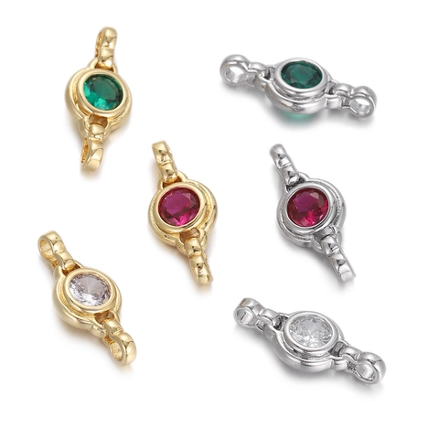 Elegante Connettore Per Gioielli In Zircone Tondo Accessorio In Rame Per La Creazione Di Bracciali E Collane Fai Da Te Ciondolo Con Pietre Preziose