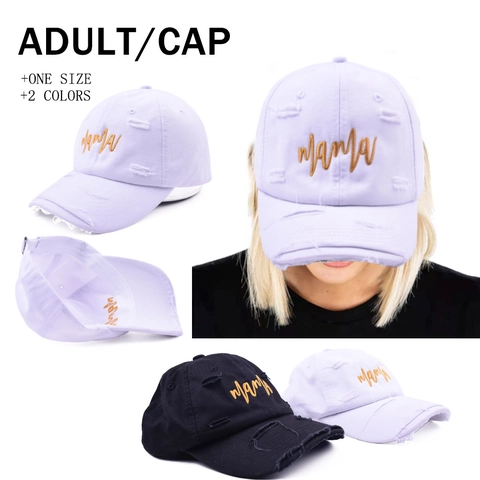 Mama Letter Embroidered Cotton Baseball Cap For Women Distressed Vintage Style Sun Hat Adjustable Outdoor Casual